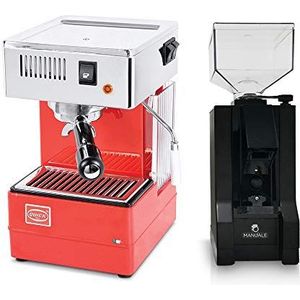 LA GONDOLA Combo Quick Mill 0820 Espressomachine in rood en koffiemolen Eureka Made in Italy