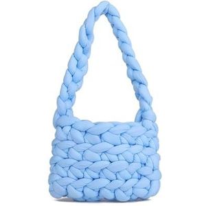 ZPFDSG Pluizige tas vrouwen canvas schoudertas boodschappentas wol gebreide geweven crossbody tas voor vrouw vrouwelijke handtassen shopper (kleur: blauw, maat: 24. 19,8 cm)