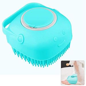 Siliconen exfoliërende borstels en lichaamsscrubber met zeepdispenser voor douche, verbeteren de bloedcirculatie en diepe reiniging badluffa voor baby's, kinderen, vrouwen, mannen en huisdieren (blauw