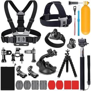 YHTSPORT 20-in-1 Action Camera Accessoires voor GoPro Hero 13 12 11 10 9 8 Max 7 6 5 4 Zwart GoPro 2018 Session Fusion Zilver Wit Insta360 DJI SJCAM APEMAN AKASO en anderen Camera's.