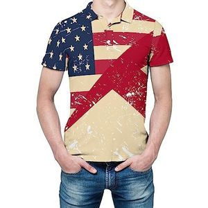 Retro USA en Alabama State Flag Heren Korte Mouw Shirt Golf Shirts Regular-Fit Tennis T-Shirt Casual Business Tops