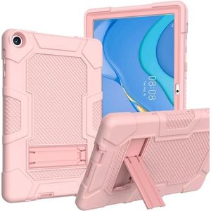ZZjingli for Huawei MatePad T8 Contrast Kleur Robot B3 Siliconen Hybride PC Tablet Case met Houder (Paars Mintgroen) (Blauw Zwart) (Rood Zwart) enz.(Rose Gold)