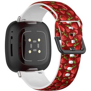 Sportbandje compatibel met Fitbit Sense / Sense 2 / Versa 4 / Versa 3 (Strawberries Food) siliconen armbandaccessoire