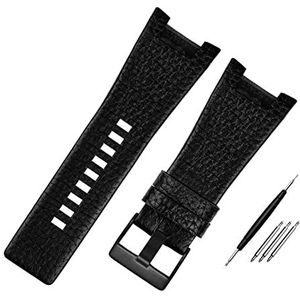 INEOUT Lederen armband compatibel met Diesel Watch Strap Notch Watch Band compatibel met DZ1216 DZ1273 DZ4246 DZ4247 DZ287 3 2mm heren horlogeband (Color : Litchi Black black, Size : 32mm)