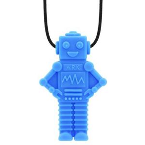 ARK® Kauwketting in verschillende diktes en vormen met verstelbare scheurlijn en ATC onderhoudsinstructies - Sensory halsketting, bijtblok, kauwen, tanden, autisme (robot, stevig, blauw)