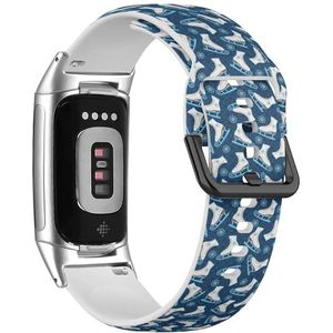 RYANUKA Zachte sportband compatibel met Fitbit Charge 5 / Fitbit Charge 6 (kunstschaatsen), siliconen armbandaccessoire, Siliconen, Geen edelsteen