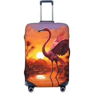 NONHAI Reisbagage Cover Protector Roze Flamingo Zonsondergang Koffer Cover Wasbare Elastische Koffer Protector Anti-Kras Koffer Cover Past 45-32 Inch Bagage, Zwart, S