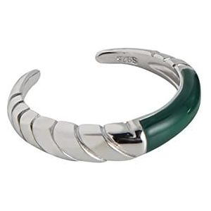 Ringen, dames 925 zilveren ringen, Statement-ringen Mode Delicate geschenken Eenvoudig 925 zilveren geometrische ringopening kan worden aangepast Feest for mama (Color : Green_Adjustable opening)