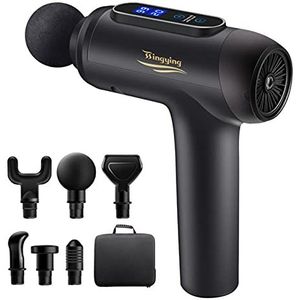 Massage Gun Deep Tissue Massager, Massage Gun met 6 hoofden en 20 Speed Setting voor Pijnverlichting en Ontspanning Elektrische Massager Spiermassager Thuis Office Gym Workout Recovery (Zwart Goud) (Zwart)