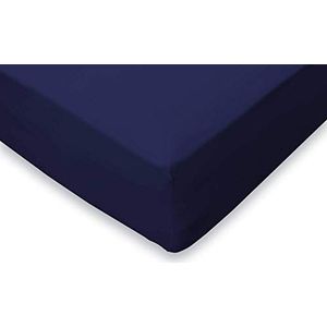 Hoeslaken Jersey Katoen Stretch 35cm Hoge Hoek - donker blauw 180x210/220cm - Lits Jumeaux
