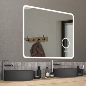 SENSEA - LED badkamerspiegel met verlichting 52W LOOKA- spiegellamp B.90 x H.70 cm - 3000k - 4000k - 5000K - met touch-schakelaar en anti-condens- IP44