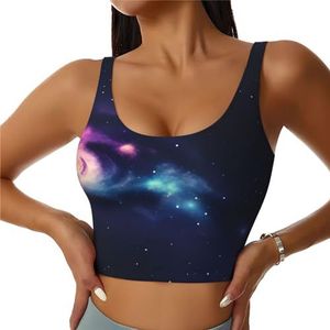 Universe Galaxy Space Print Comfortabele Vrouwen Sport Vest Yoga Workout Vest voor Vrouwen Lichtgewicht Zomer, Zwart, S