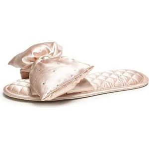 Damespantoffels mode bruiloft slippers vrouwen peep toe slaapkamer thuis sandalen bruid bruidsmeisje bruiloft schoenen met zijden strik, roze, 39 EU