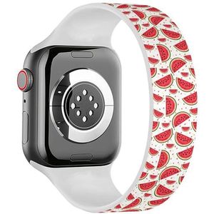 Solo Loop band compatibel met alle series Apple Watch 42/44/45/49mm (watermeloen op wit) rekbare siliconen band band accessoire, Siliconen, Geen edelsteen