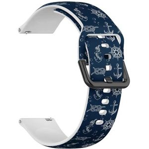 Compatibel met Garmin Forerunner 245 / 245 Music / 645/645 Music / 55, blauw (nautisch thema blauw) 20 mm zachte siliconen sportband armband armband