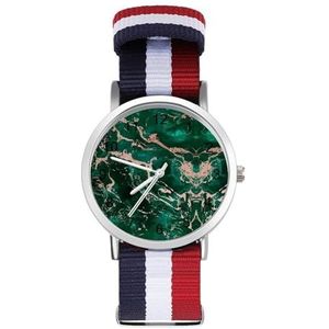 Groene Smaragd Rose Goud Marmeren Texure Casual Heren Horloges Voor Vrouwen Mode Grafische Horloge Outdoor Werk Gym Gift