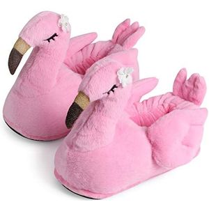 corimori Schattige pluche pantoffels (10+ designs) Flamingo ""Tiffany"" slippers eenheidsmaat 25-33,5 uniseks pantoffels roze goud