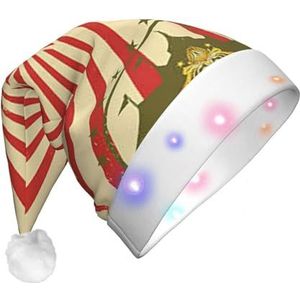 Circus achtergrond Gedrukt Kerstmuts, Grappige Light Up Kerst Hoeden met LED volwassenen Pluche Kerstmuts voor Vrouwen & Mannen