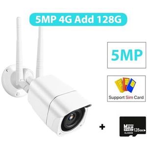 Bewakingscamera, 5MP HD IP Camera Met 4G Sim-kaart Outdoor Bullet Camera 1080P Audio Video Surveillance Beveiliging CCTV Camera P2P(5MP 4G Add 128G)