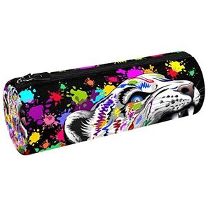 Hibiscus Walvis Blauw Canvas Pen Etui Portemonnee Cosmetische Make-up Tas voor Student Briefpapier School Kantoor Opslag, multi#04, 20x6.3cm/7.9x2.5in, Potlood gevallen