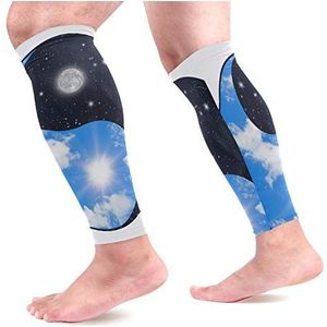 EZIOLY Yin Yang Symbool Sport Kalf Compressie Mouwen Been Compressie Sokken Kalf Guard voor hardlopen, Fietsen, Moederschap, Reizen, Verpleegkundigen