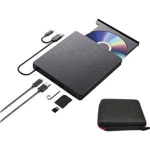 5 in 1 externe dvd-cd-drive for laptop-pc Windows 11 10 Mac CD/DVD -/+RW optische drives met opbergtas dvd-brander lezer speler