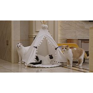 little dove Honden tipitent huis en tent met kant voor hond of huisdier, afneembaar en wasbaar met matras (S)