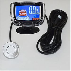Auto Parking Sensor Achteruitparkeerradar LCD-scherm Met 4 Sensoren Back-up Parkeerradar Monitor Detectorsysteem Zoemer + Spraak auto-achteruitrijsensor(Zilver)
