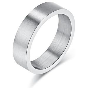 Geslachtloze 6 mm geborsteld mat antiek zilvergrijs fortitanium stalen ring ring eenvoudige neutrale koude wind gepersonaliseerde handsieraden (Color : Steel, Size : 7#)