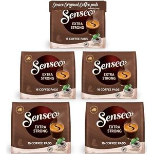 Senseo Pads Extra Strong, 80 koffiepads, gebruik-gecertificeerd, 5 x 16 drankjes