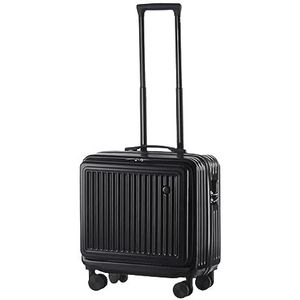 Lichtgewicht Koffer Universele Kleine Handbagage Voorklep Volledig Open Koffer Cijferslot Bagage Koffer Bagage (Color : Black, Size : 20inch)