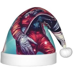 ZISHAK Cool Man In Outer Space Galaxy Feestelijke Pluche Kerstmuts Voor Kinderen-Levendige & Duurzame Vakantie Decoratieve Hoed
