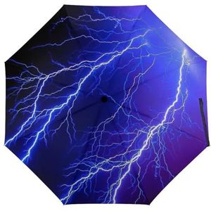 Blue Thunder Storm Paraplu Winddicht Sterke Reizen 3 Vouw Paraplu's Voor Mannen Vrouwen Automatische