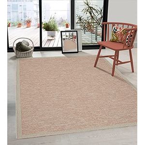 the carpet Calgary Vloerkleed voor binnen en buiten, plat weefsel, modern design, trendy kleuren, supervlak, uv- en weerbestendig, beige-terra, 67 x 180 cm