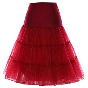 Boolavard Petticoat, jaren ‘50 stijl, hoepelrok, onderrok, crinoline voor onder Rockabilly-jurk, bordeaux, S-M