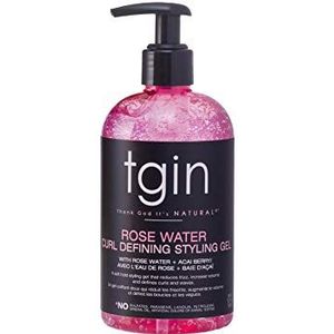 tgin Rose Water Defining Styling Gel voor krullend, coily en golvend haar, vermindert kroezen, licht vasthouden, hydrateert en definieert krullen, 13 oz
