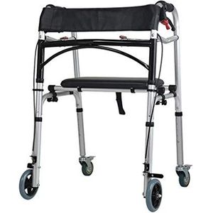 Loophulpmiddel Opvouwbare rol met zitting en neerdrukrem In hoogte verstelbare wielrem voor volwassenen, ouderen, voor binnen en buiten