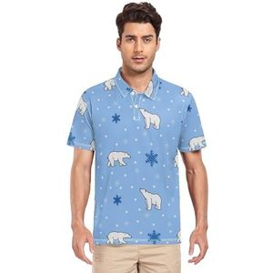 LI ZHI XIN Heren poloshirt met korte mouwen, werk-T-shirt, zomertop, klassieke kraag, sweatshirt met 2 knopen, voor golf, tennis, outdoor, sport, ijsbeer, sneeuwvlok patroon, Meerkleurig, S