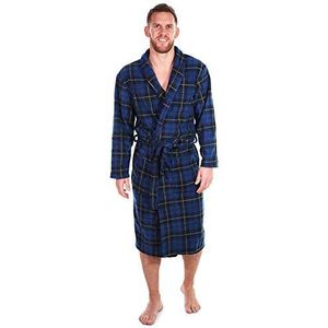 Badjas Van Fleece in Schotse Ruit, Blauw (XXL)