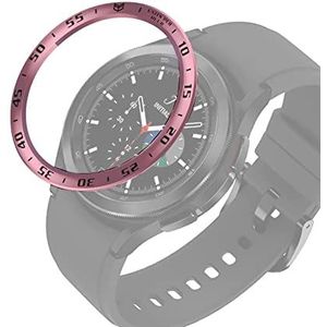 Watch Case BZN for Samsung Galaxy Watch4 Classic 46 mm Smart Watch stalen bezelring, een versie (Color : Rose Pink Ring Black Letter)