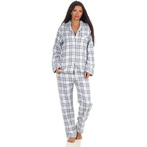 Dames lange mouwen flanellen pyjama geruit - 202 201 15 602, ruitenblauw., 52-54