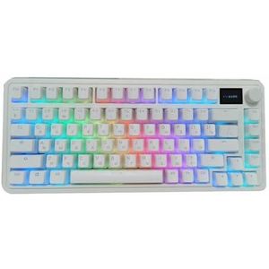 QPSJXN CMK75 82 Key Mechanisch Toetsenbord Met TFT-Display Hot Swappable RGB 2.4G Draadloze Bluetooth En Bedrade Compatibiliteit PBT Keycap (Wit Rusland Keycap)