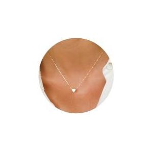 Tingn Halsketting met hartje voor dames en meisjes, 14 karaats goud/witgoud, vergulde hartketting, gepersonaliseerd, met hanger, goud en zilver, dameschoker, ketting, modesieraad, cadeau, Goud