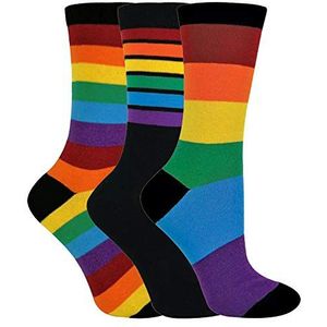 Sock Snob 3 paar kindersokken, regenboog, gestreept, fantasie, sokken voor meisjes en jongens, Meerkleurig, 27