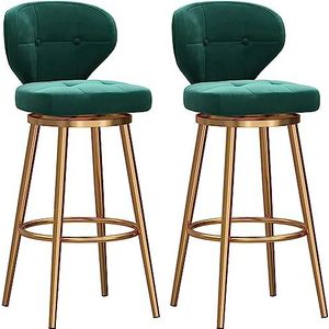 Barkruk Barstoelen Barkrukken Met Fluwelen Rugleuning Draaibare Hoge Stoelen Met Ronde Voetsteun En Gouden Poten Moderne Eetkamerstoelen Keuken Barkrukken Keukenstoelen Hoge Krukken (Color : Grün, S