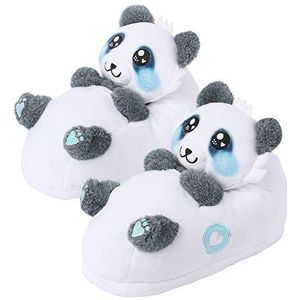 corimori Schattige pluche pantoffels (10+ designs) Panda ""Mei"" slippers één maat 25-33,5 Unisex pantoffels blauw grijs wit