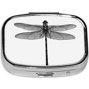 Mini vierkante pillendoos, medicijnorganizer, draagbare EHBO-doos, reispillendoos met 2 vakken, kleine pillendoos voor zak of portemonnee