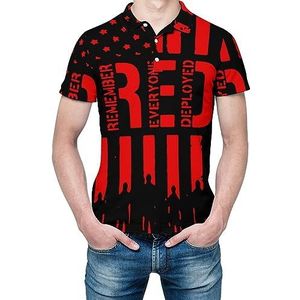 R.E.D Remember Everyone Deployed Red Friday Heren Shirt met korte mouwen golfshirts Regular-Fit Tennis T-Shirt Casual Business Tops