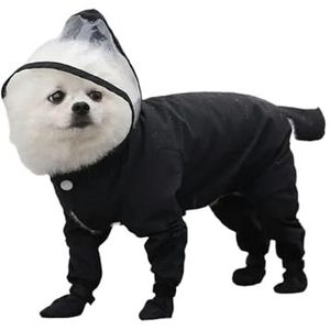 YJDZ Waterdichte regenjas met volledige dekking voor kleine honden - lichtgewicht jumpsuit met regen (grijs, L)