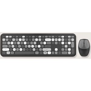 QPSJXN Draadloos toetsenbord en muis Combo 110 toetsen Slim Compact 2,4 g USB-set voor compatibiliteit voor thuis en op kantoor -compatibiliteit (666 Grey Mixed)